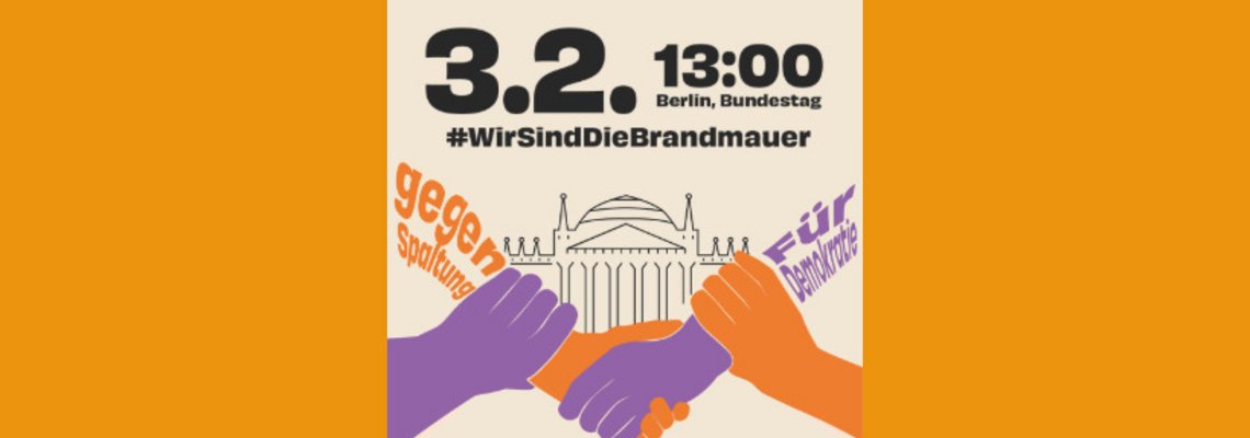 Eine bunte Grafik mit Händen, die zusammen halten