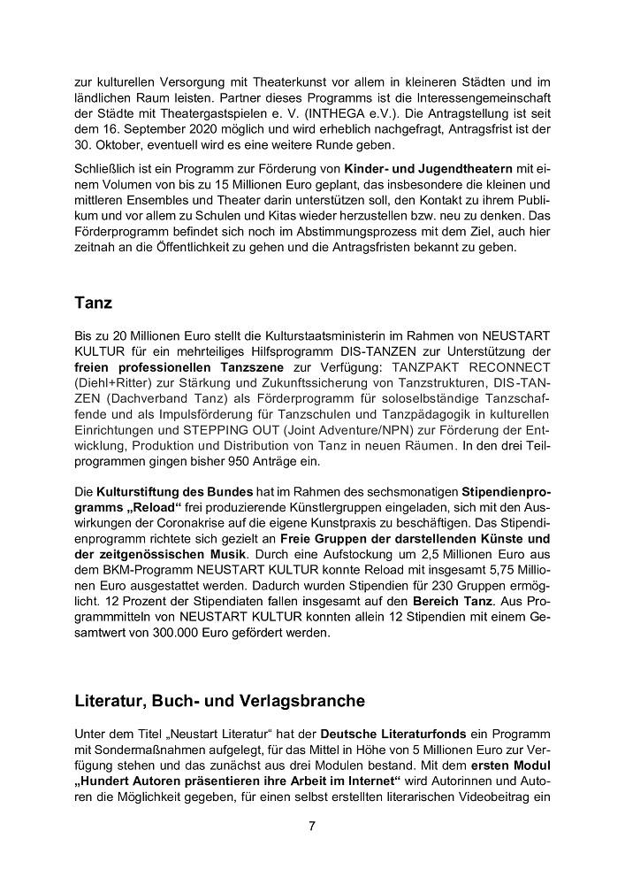 Blatt 7 des Programms "Neustart Kultur"