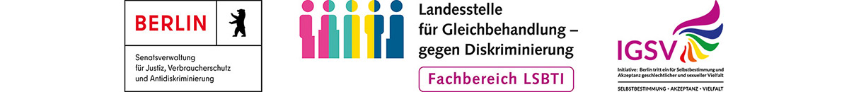 Logoleiste mit Berliner Senatsverwaltung, LSBTI und IGSV Berlin